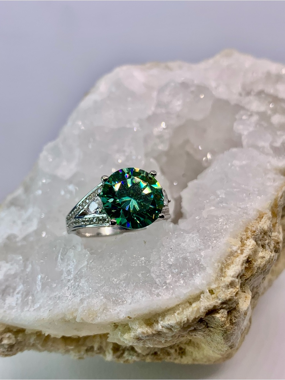 Green Blue Vintage Solitaire Moissanite Ring Women Jewelry 5 Ct 925 Silver GRA - Picture 7 of 11
